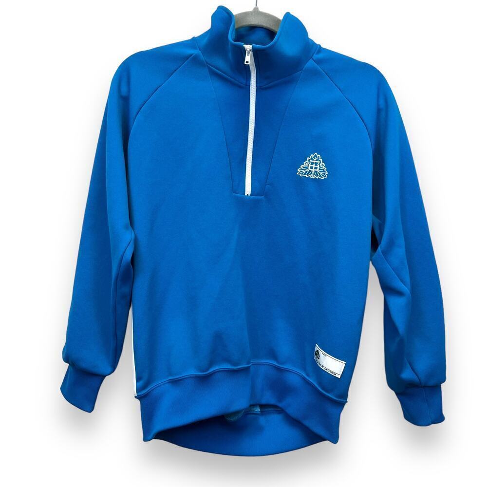 Derby Star Sweatshirt Womens Extra Small 1/4 zip Blue Retro Sport Blokecore VTG